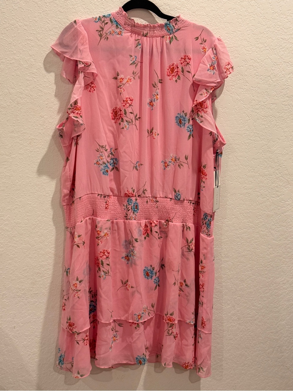 1. State Pink Floral Midi Dress with Ruffle Sleeves